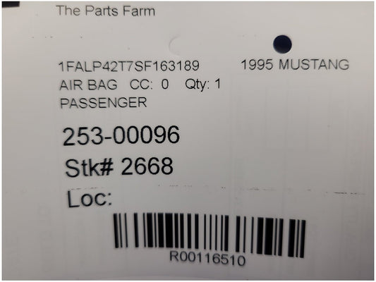 1994-1995 Ford Mustang GT Air Bag Passenger Dash Trim