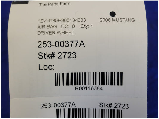 2005-2009 Ford Mustang GT Coupe Air Bag Driver Steering Wheel LH Dash 2723