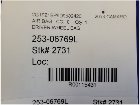 2013 Chevrolet Camaro SS Coupe Driver Air Bag Steering Wheel 2731