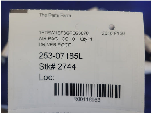 2015-2017 Ford F150 F-150 Pickup Truck Driver Upper Roof Curtain Air Bag Crew Cab 2744