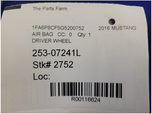 2015-2017 Ford Mustang GT S550 Air Bag Driver Steering Wheel Left Dash 2752