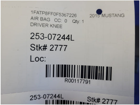 2015-2017 Ford Mustang GT S550 Driver Lower Knee Air Bag Left Dash 2777