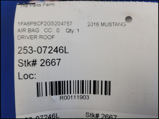 2015-2017 Ford Mustang GT S550 Driver Roof Curtain Air Bag 2667