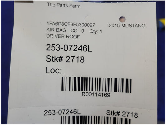 2015-2017 Ford Mustang GT S550 Driver Roof Curtain Air Bag 2718