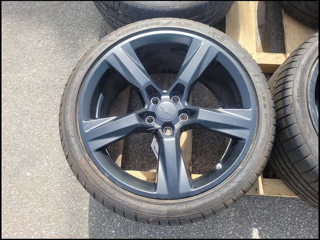 2016 - 2019 Chevy Camaro SS Rear Wheel 20x9.5 Black Spoke Goodyear Tire C43 - The Parts Farm