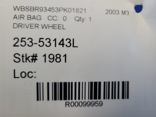 2003 BMW M3 E46 Air Bag Driver Steering Wheel 1981