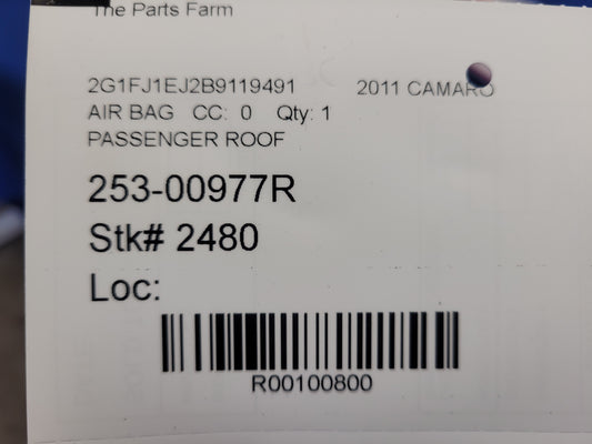 2011 Chevrolet Camaro SS Coupe Passenger Roof or Curtain Air Bag 2480