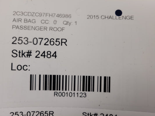 2015 Dodge Challenger SRT8 Passenger Roof or Curtain Air Bag 2484