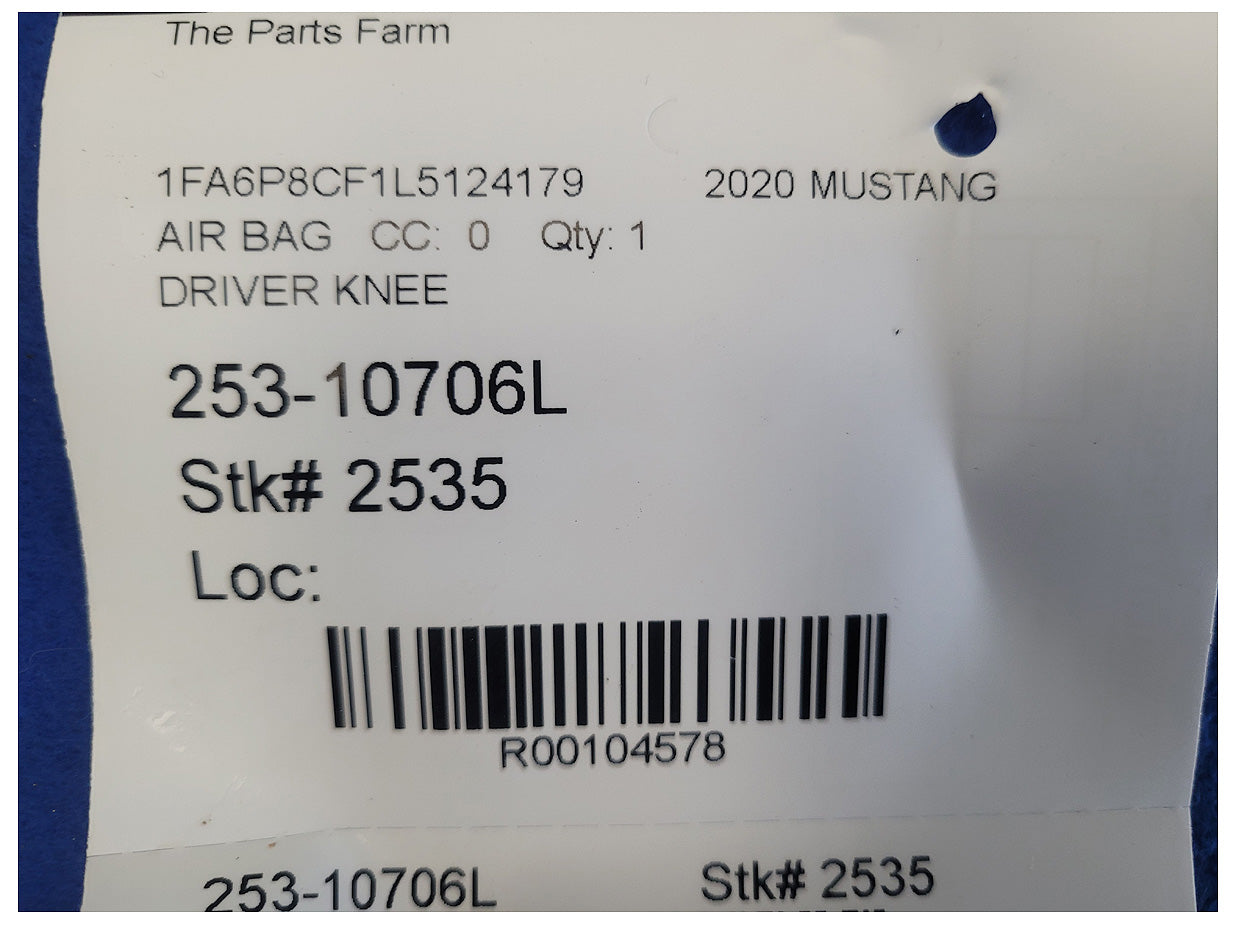2018-2023 Ford Mustang GT S550 Coupe Driver Knee Lower Air Bag 2535 - The Parts Farm