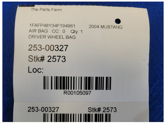 2004 Ford Mustang Cobra SVT Air Bag Driver Dash Left Steering Wheel 2573