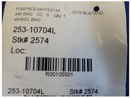 2019 Ford Mustang GT S550 Air Bag Driver Steering Wheel Left 2574