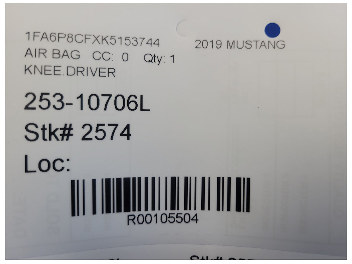 2019 Ford Mustang GT S550 Coupe Driver Lower Knee Air Bag Steering Column 2574 - The Parts Farm