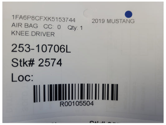 2019 Ford Mustang GT S550 Coupe Driver Lower Knee Air Bag Steering Column 2574
