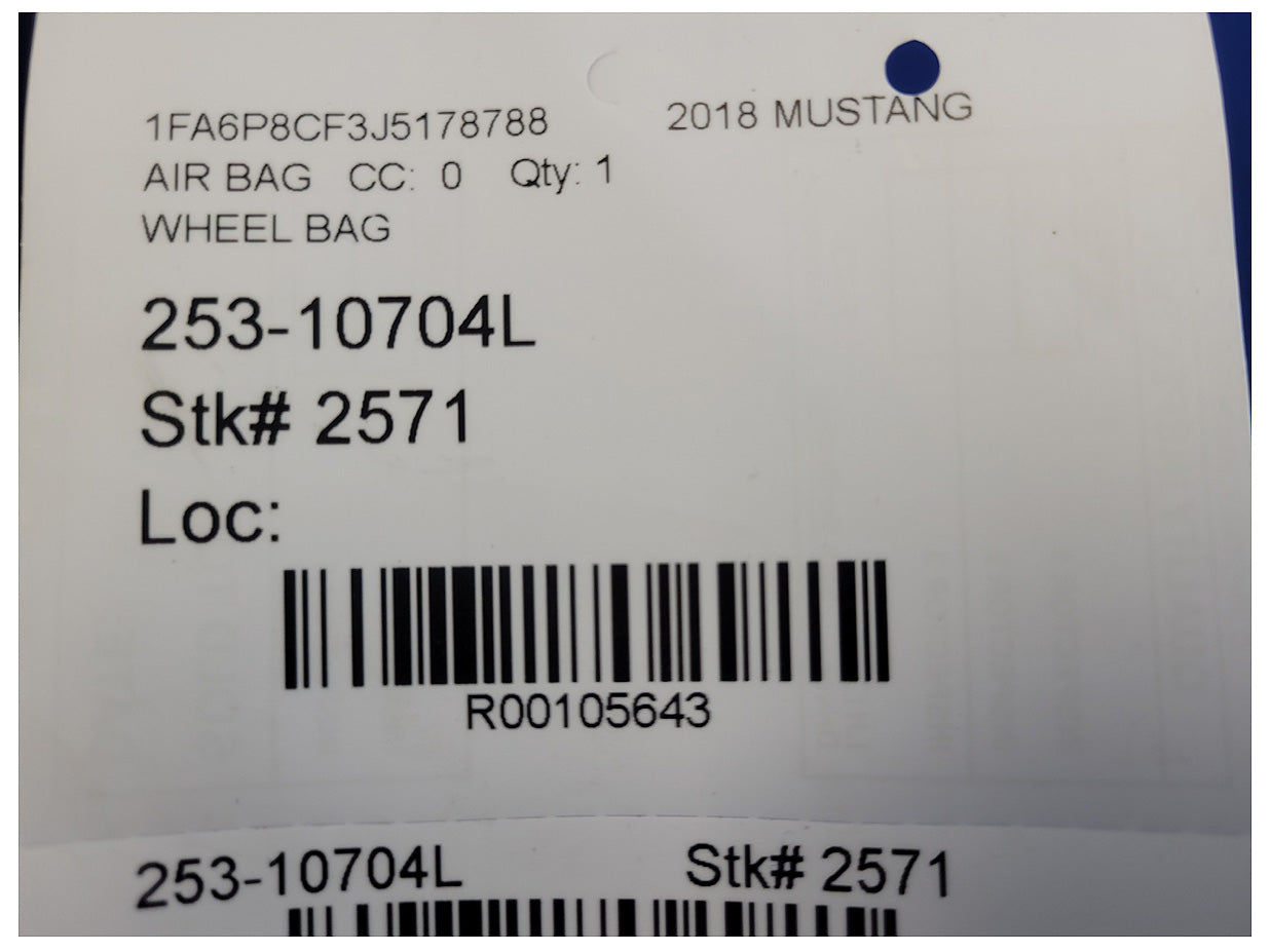 2018-2023 Ford Mustang GT S550 Coupe Air Bag Driver Steering Wheel Left Dash 2571 - The Parts Farm
