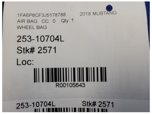 2018-2023 Ford Mustang GT S550 Coupe Air Bag Driver Steering Wheel Left Dash 2571