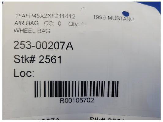 1999 Ford Mustang GT Air Bag Steering Wheel Driver Dash Left 2561