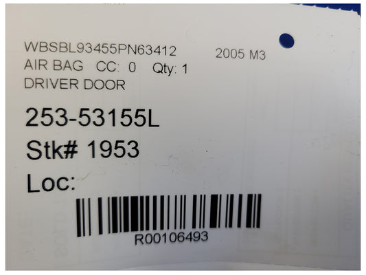 2005 BMW M3 E46 Driver LH Door Air Bag 1953