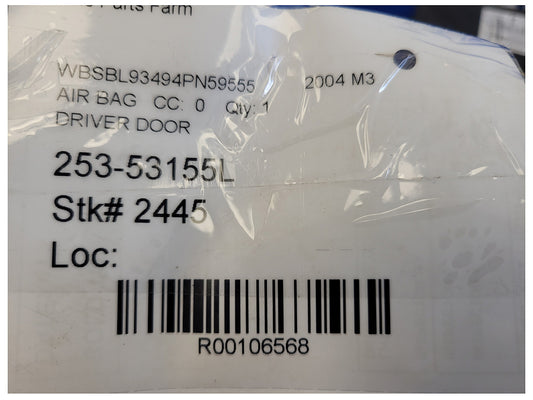 2004 BMW M3 E46 Coupe Driver Door Air Bag Module 2445