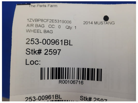 2011-2014 Ford Mustang GT S197 Air Bag Driver Steering Wheel Dash Left LH 2597