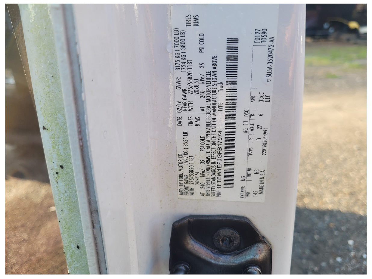 Stock 2180. 2016 Ford F150 Pickup Truck Salvage Title Damage - The Parts Farm
