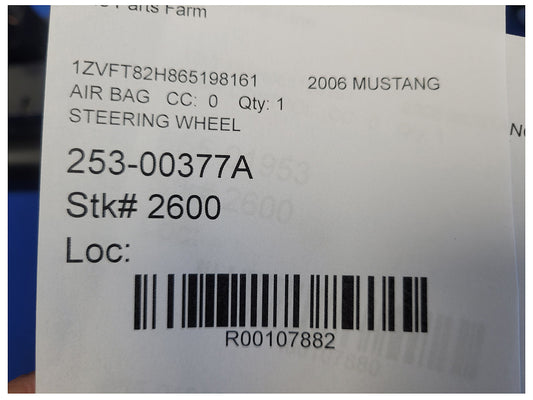 2006 Ford Mustang GT S197 Air Bag Driver Steering Wheel Left 2600