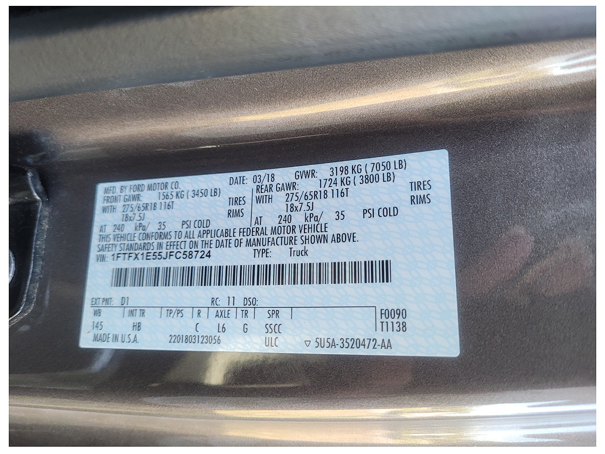 Stock 2627. 2018 Ford F150 Pickup Truck 5.0L Coyote V8 10R80 A/T 54k Miles - The Parts Farm