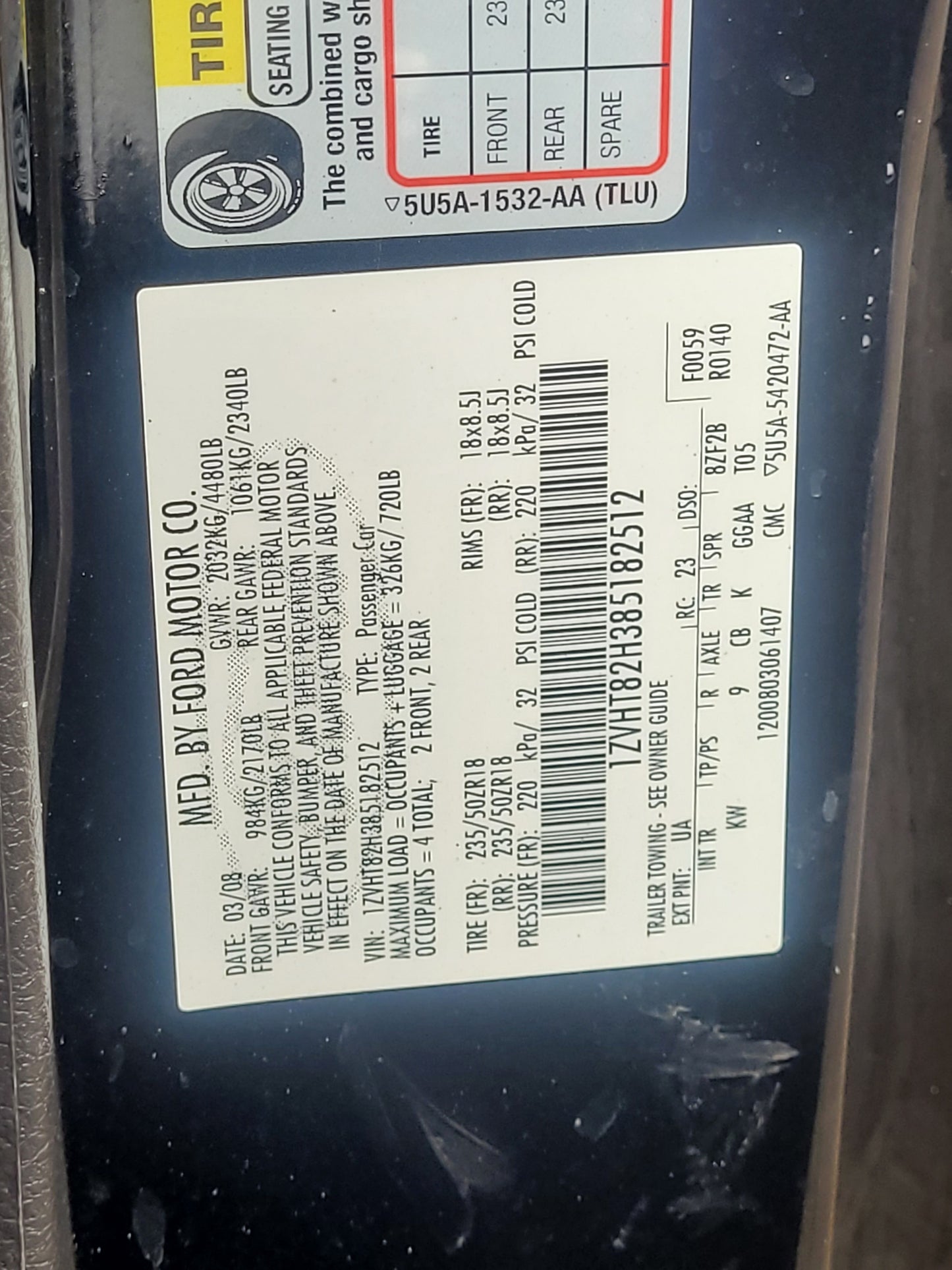 Stock 2645. 2008 Ford Mustang GT Bullitt Coupe 4.6L V8 Engine TR3650 Manny Tranny 62k Miles - The Parts Farm