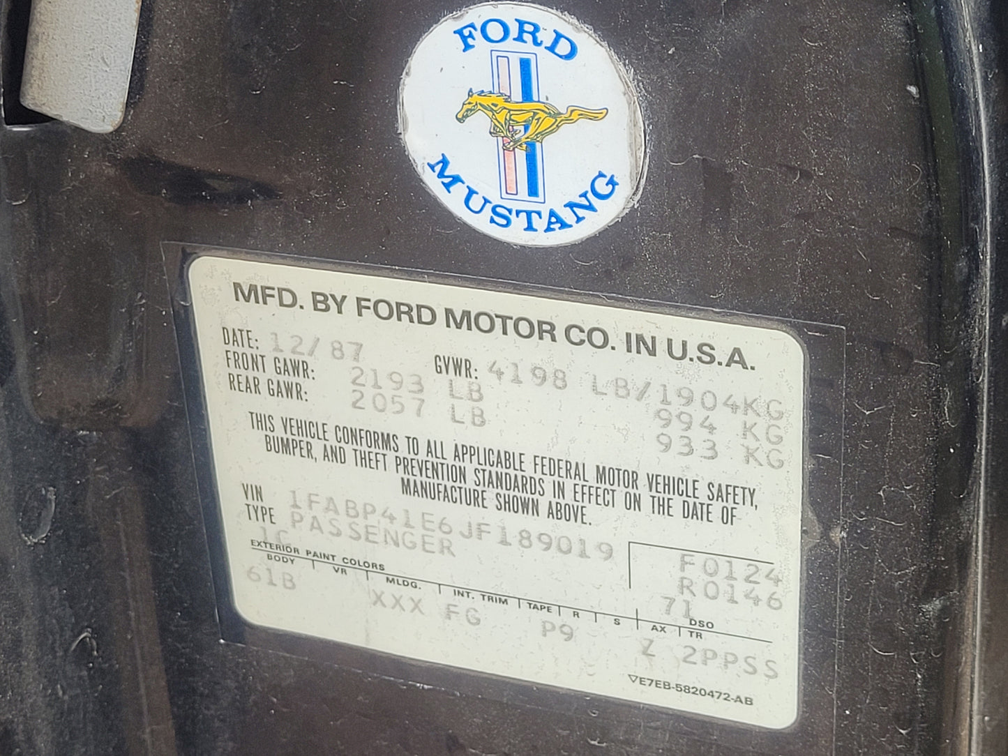 Stock 2659. 1988 Ford Mustang Saleen #200 5.0L V8 Windsor Engine T5 M/T Sold Sold Sold - The Parts Farm