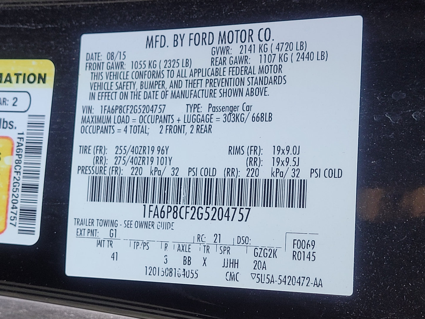 Stock 2667. 2016 Ford Mustang GT Coupe 5.0L V8 Gen 2 MT82 M/T Procharger - The Parts Farm
