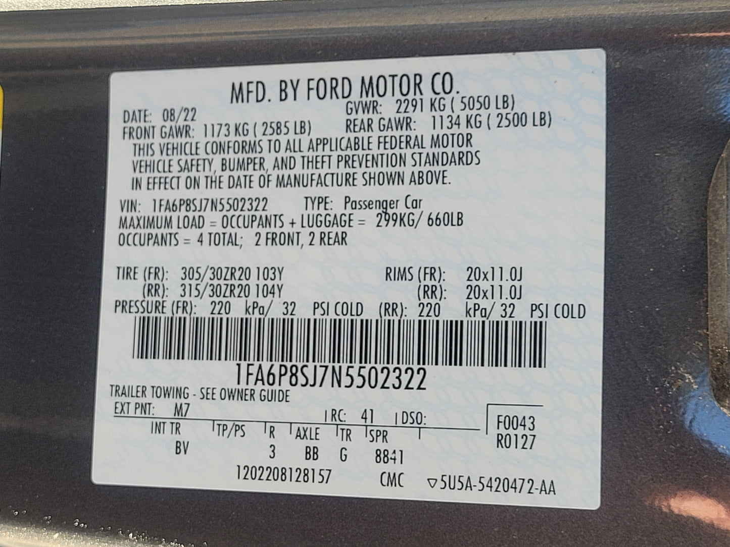 Stock 2672. 2022 Ford Mustang Shelby GT500 Coupe 5.2L SC 7 Speed DCT 21k Miles - The Parts Farm