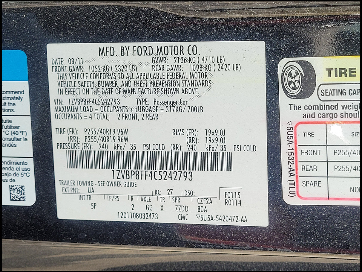 Stock 2700. 2012 Ford Mustang GT Convertible 5.0L V8 Gen 1 MT82 Manny Tranny - The Parts Farm