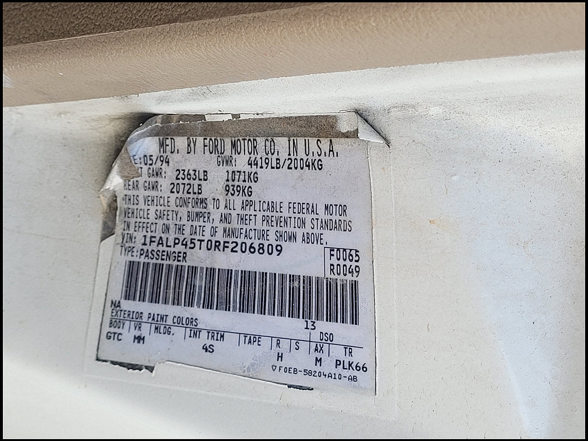 Stock 2704. 1994 Ford Mustang GT Convertible 5.0L V8 T5 Manny Tranny 144k Miles - The Parts Farm