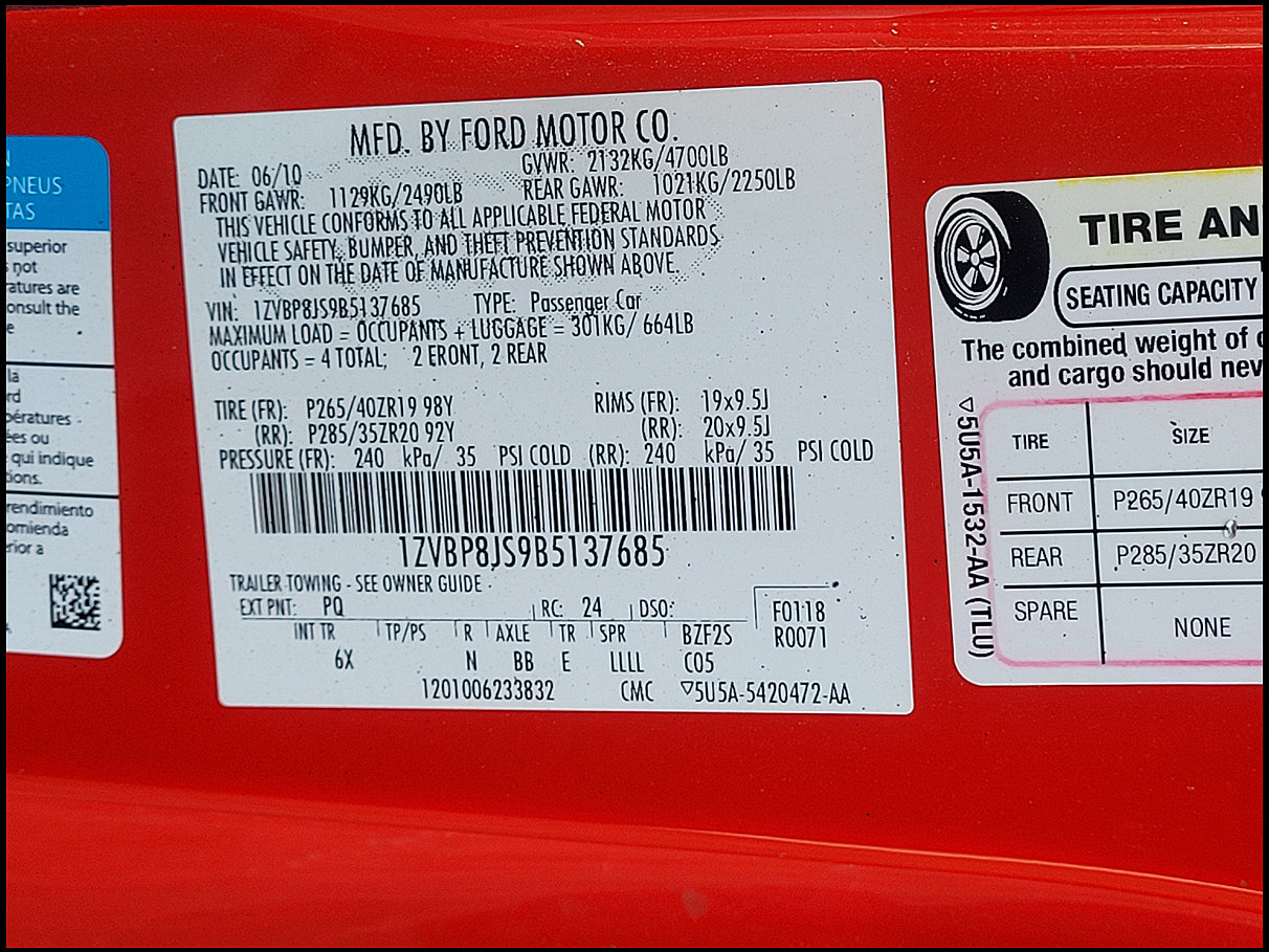 Stock 2710. 2011 Ford Mustang Shelby GT500 5.4L SC V8 TR6060 6 Speed Manny Tranny 54k Miles - The Parts Farm