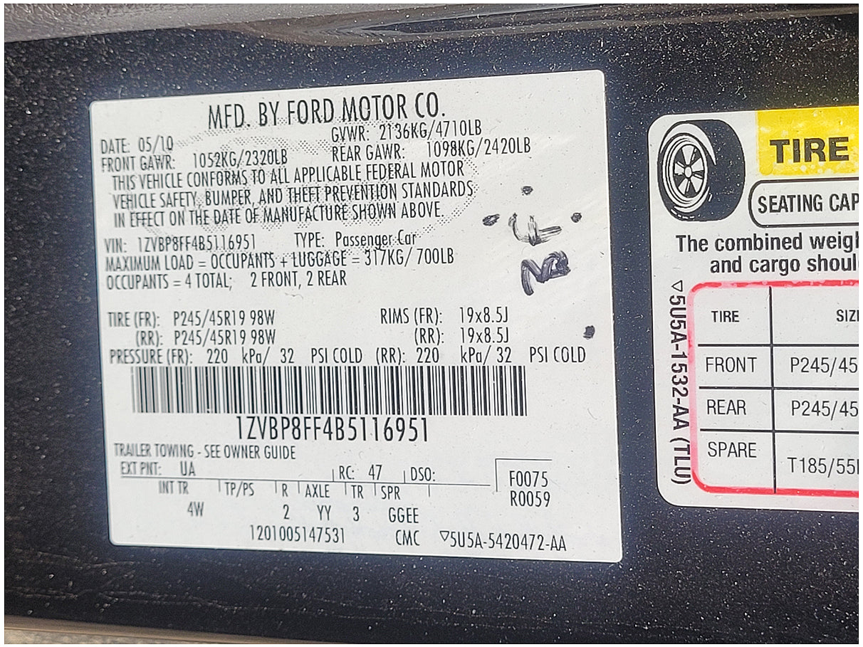 Stock 2715. 2011 Ford Mustang GT Convertible 5.0L V8 Engine 6R80 Auto Trans 62k Miles