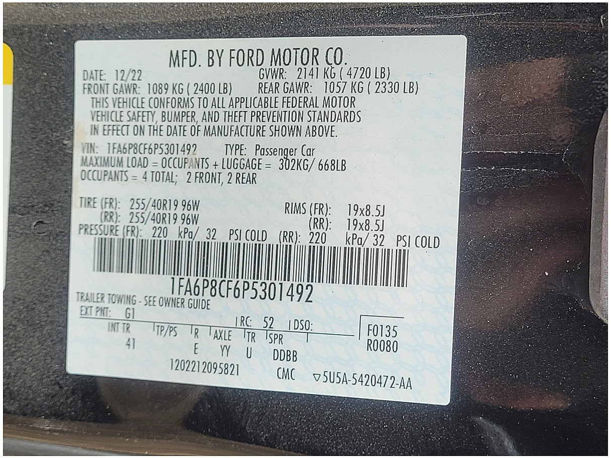 Stock 2716. 2023 Ford Mustang GT Coupe Gen 3 5.0L V8 10R80 Auto Trans 15k Miles