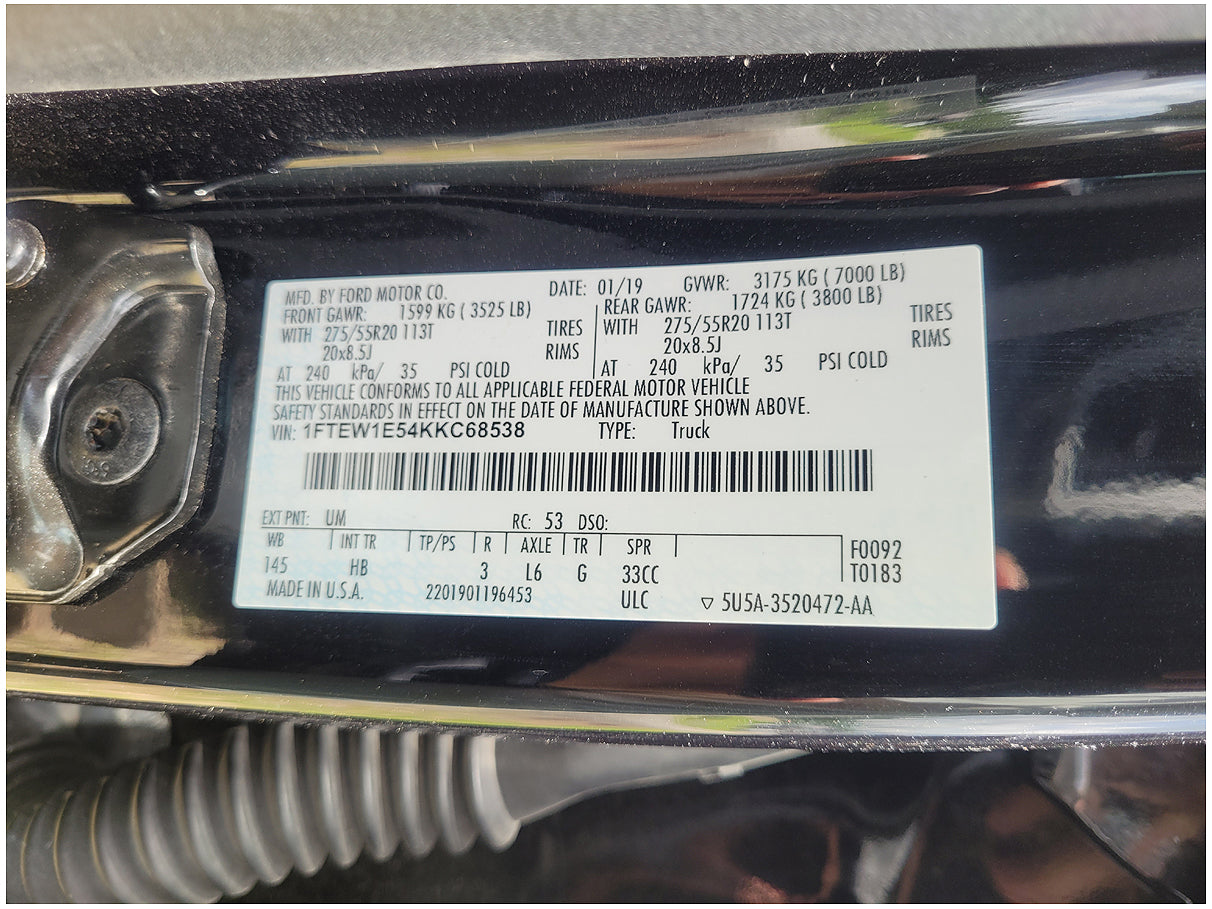 Stock 2735. 2019 Ford F150 4x4 Pickup Truck 5.0L V8 Engine 10R80 Auto Trans 71k MIles