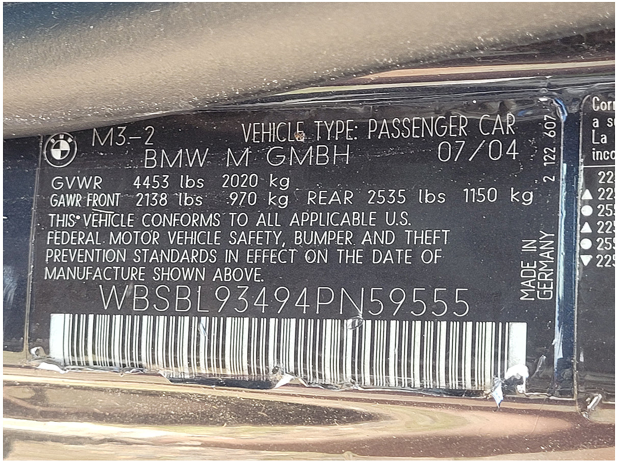 Stock 2445. 2004 BMW M3 E46 Salvage Title Coupe Future Race Car??