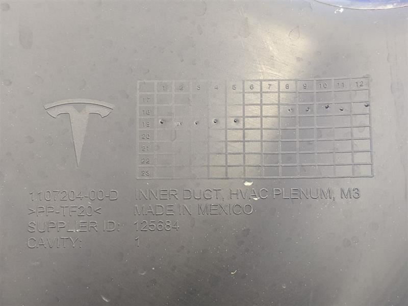 2017-2019 Tesla Model 3 A/C Air Conditioner Heater HVAC Plenum Inner Duct OEM - The Parts Farm