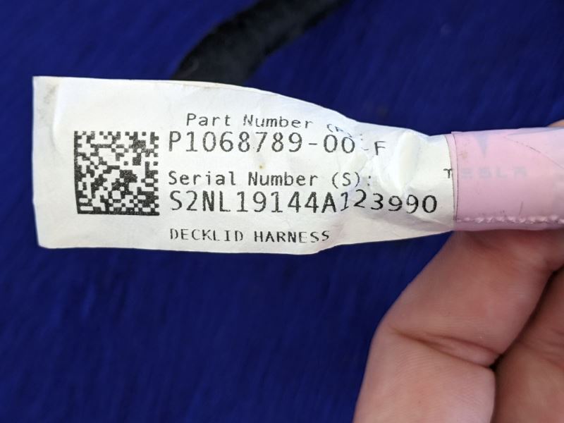 2017-2019 Tesla Model 3 Trunk Latch Harness Deck Lid Wiring Safety Release - The Parts Farm