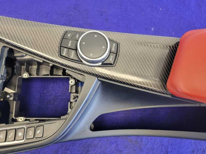 2015-2020 BMW M4 F82 F83 Center Console Front Floor iDrive Red Black Lid - The Parts Farm