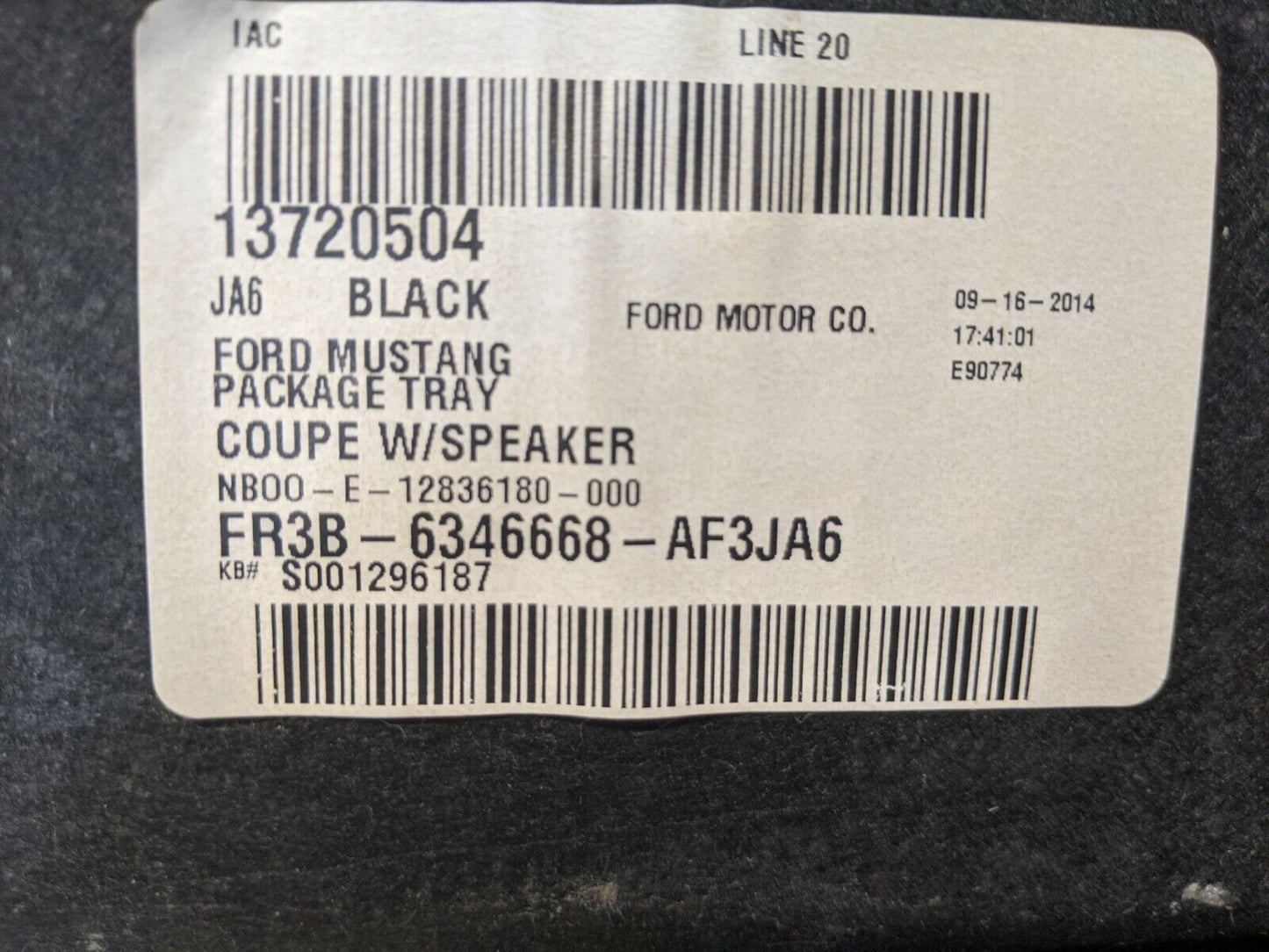 2018-2023 Ford Mustang GT S550 Coupe Rear Package Tray Speaker Cover Carpet - The Parts Farm