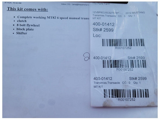 2012 Ford Mustang GT Boss 5.0L MT-82 6 Speed Manual Transmission MT82 20K 2599