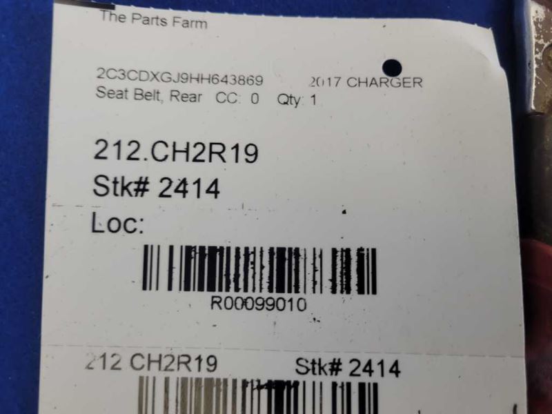 2015-2022 Dodge Charger 6.4L Scat Pack Rear Back Seat Belt Retractor 2414 - The Parts Farm