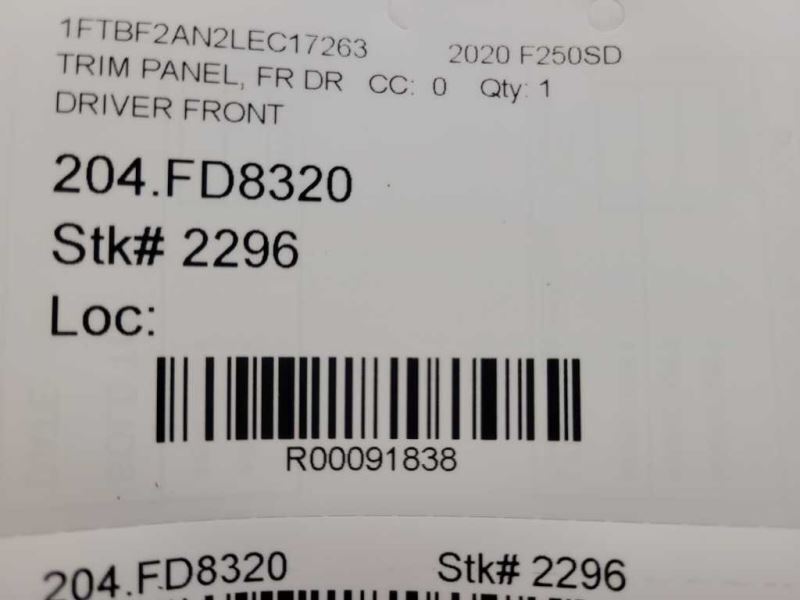 2015-2020 Ford F250 Pickup Truck Passenger Front Door Panel Gray Card 2296 - The Parts Farm