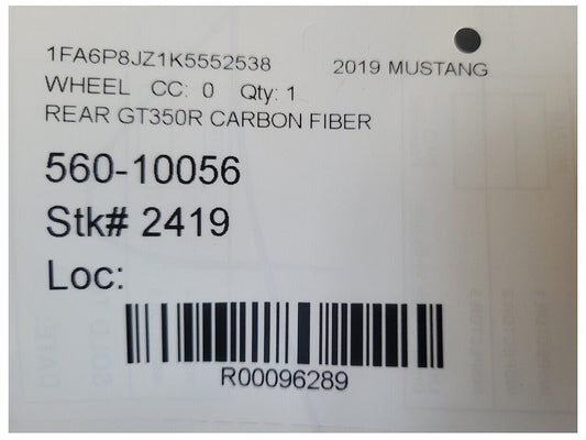 2015-2020 Shelby Mustang GT350R Rear Spoke Carbon Fiber Wheel 19x11.5 +56 96289