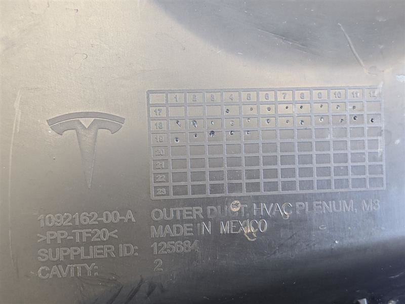 2017-2019 Tesla Model 3 A/C Air Conditioner Heater HVAC Plenum Inner Duct OEM - The Parts Farm