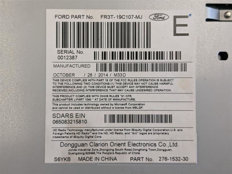 2015 Ford Mustang GT 5.0L Coyote Audio Equipment Radio Receiver AM FM CD OEM - The Parts Farm