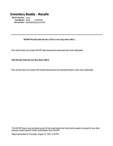 2014-2017 Chevrolet Caprice 6.0L Sedan Driver Left Front Door Shell Paint White - The Parts Farm