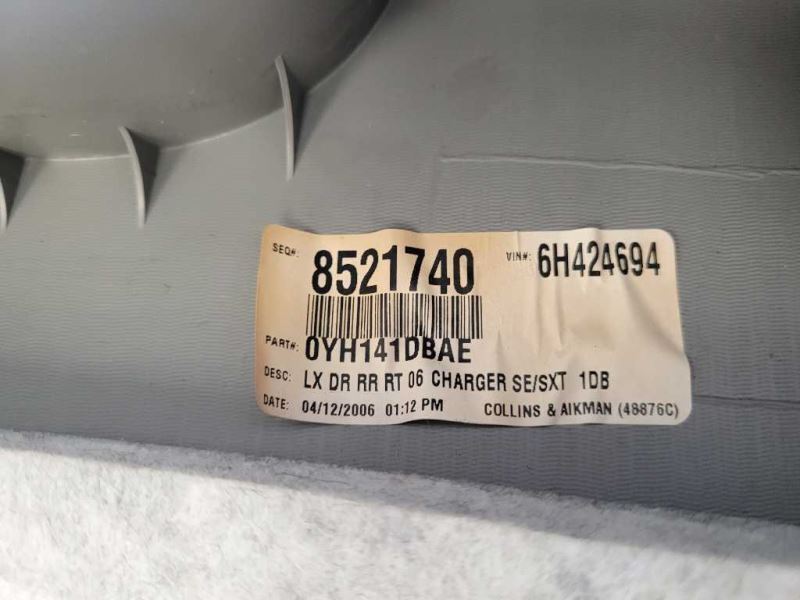 2006-2010 Dodge Charger SRT8 6.1L Passenger Right Rear Door Panel Back - The Parts Farm