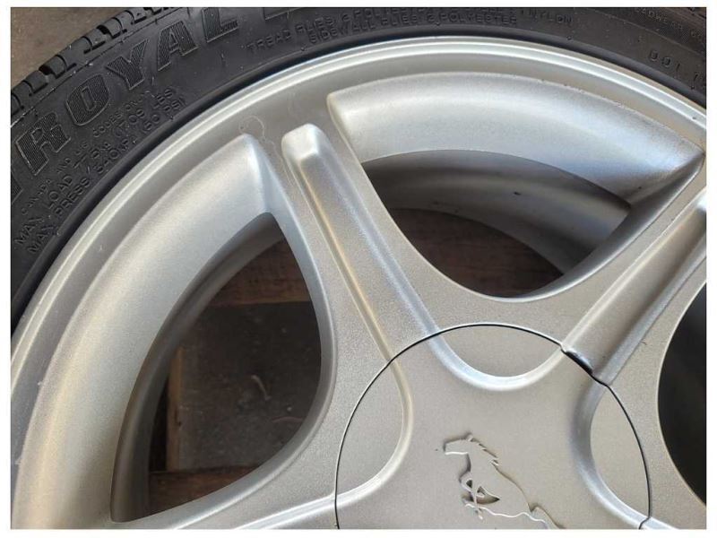 1994-2004 Ford Mustang GT Wheel 17x8 5 Spoke Silver Tire 2561 - The Parts Farm